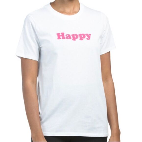 -French Connection Flocked Happy Boy Fit Tee NWT XS - Picture 1 of 11